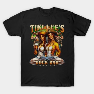 Tiki lee's Dock Bar Sparrows Point Bar Pirate Girls T-Shirt